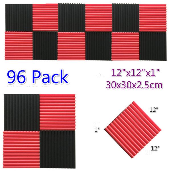 

96 pieces wedge acousti foam soundproof panel recording studio sound treatment noise cancellation sponges 12x12x1