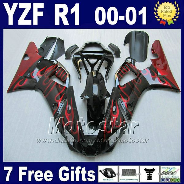 Bodykit mit roten Flammen für 2000 2001 Yamaha R1 Verkleidungskits 00 01 YZF R1 Verkleidungen yzf1000 Karosserieteile + 7 Geschenke G6K0