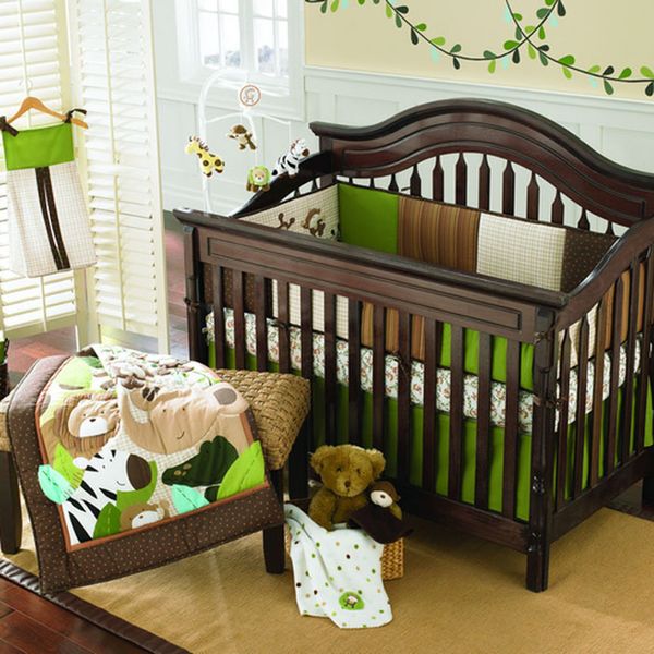 2016 Year Embroidered Monkeys Frolic Baby Cot Crib Bedding Set