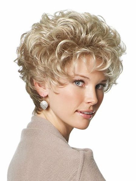 

fashion trend wig fluffy blonde womens curly womens hair full wig+wig cap ing, Black