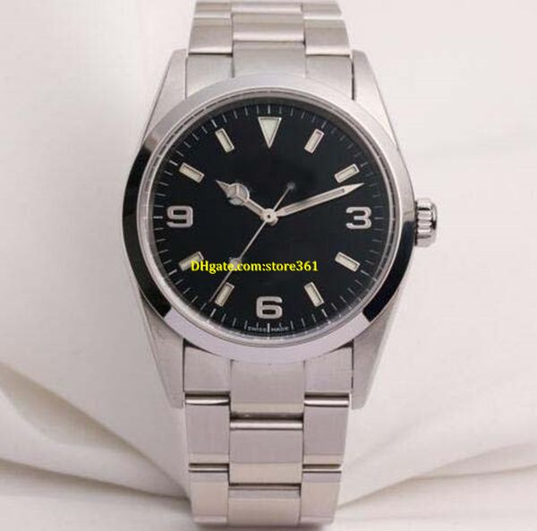 

brand watch luxury wristwatch mens watch 114270 black dial stainless steel, Slivery;brown