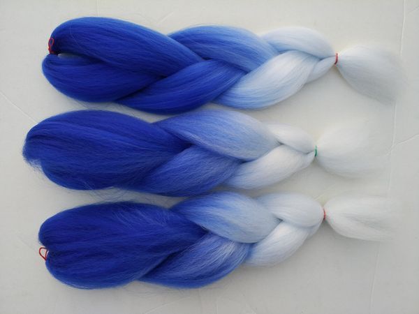 24inch Ombre Braiding Hair Hair 100g Dark Blue White Ombre Jumbo