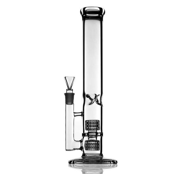 Hookahs Bongo de vidro com tigela Twin Cages Tubo de água fumando 38cm de altura 5mm de espessura Tamanho da articulação 19mm