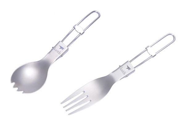 

wholesale-camping cutlery titanium spork folding spork camping fork kt3013
