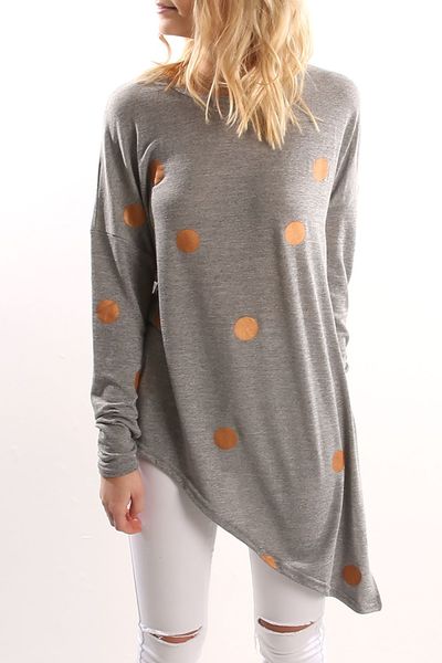 

Korean Harajuku Unregular Long T New Style Autumn Long Sleeves O-neck Pullover Women Pot Printed T Shirt Women Top Clothes