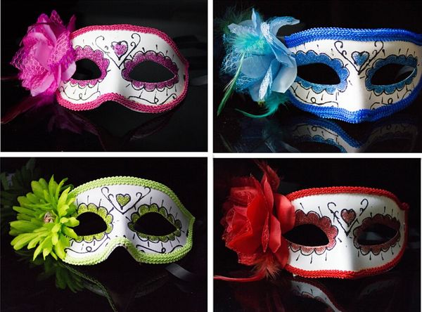 2015 nova adereços do dia das bruxas laterais flores máscara mix masquerade bola passarela vestido de princesa trouxe máscaras máscaras máscaras faciais flores