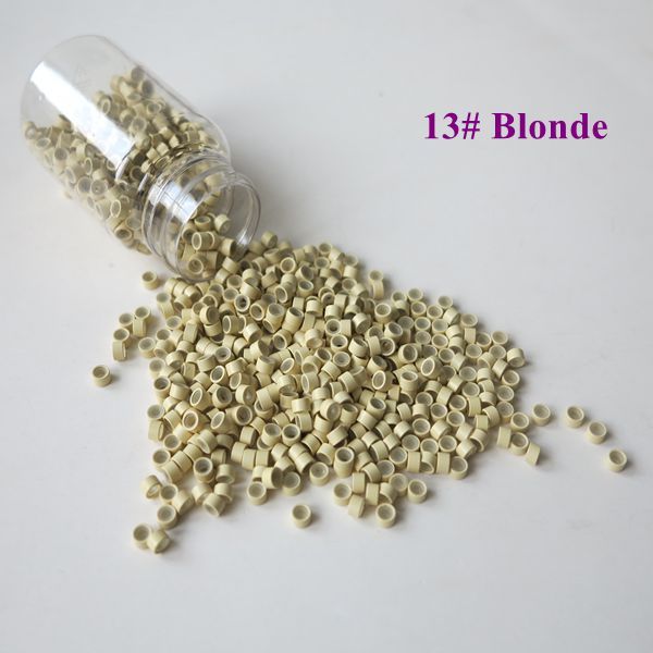 (1000pcs / flasche) 4.5mm * 2,5mm * 2,5mm blonde Mikro-Tuben mit Silikon Micro-Links Micro-Tuben Mikroringe für Haarverlängerungen