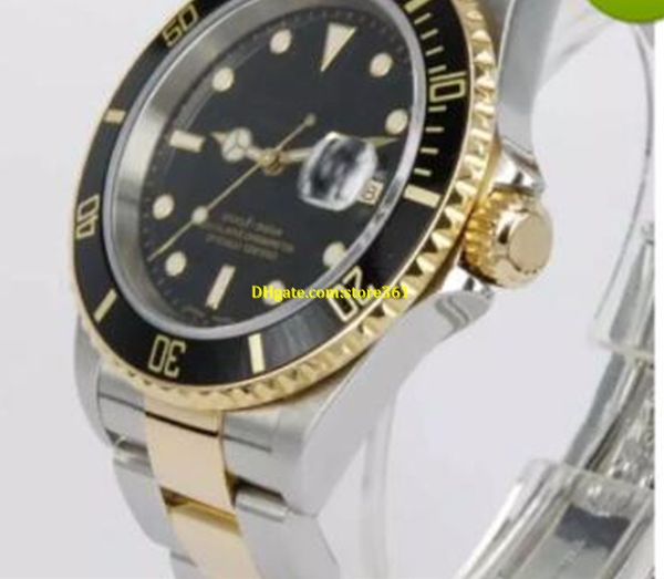 

luxury watches luxury 40mm brand new mens 18k/ss sw/ black dial ceramic bezel 116613 ln stainless steel bracelet mechanical man watch wristw, Slivery;brown