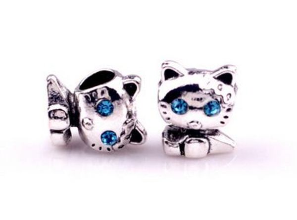 

tibetan silver alloy rhinestone beads kitten chain bracelet diy jewelry, Black
