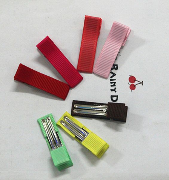 

35mm mini girl ribbon hair bows clip double prong ribbon lined alligator hair clip hair accessories fj3203, Slivery;white