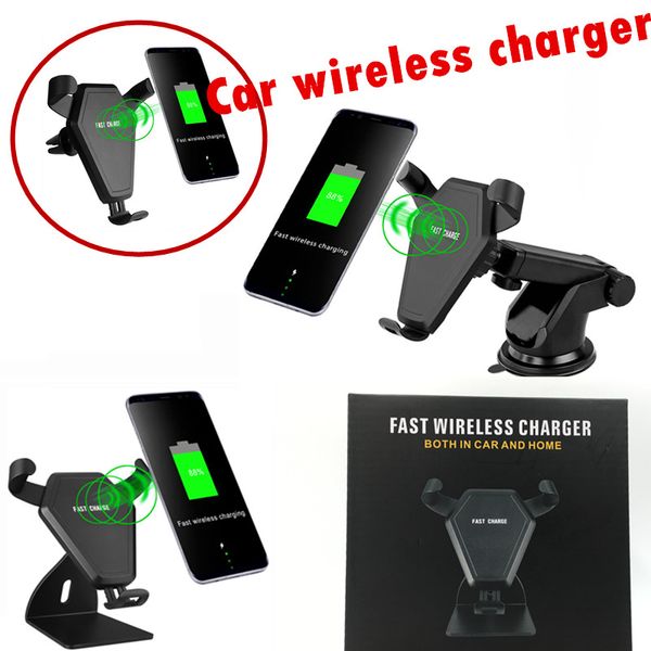 

wireless car mount charger qi 2 in 1 stand holder fast wireless charging dock for samsung galaxy s7 edge s8 plus note8 iphone 8 x with pack