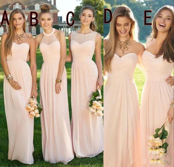 navy blue and blush pink bridesmaid dresses