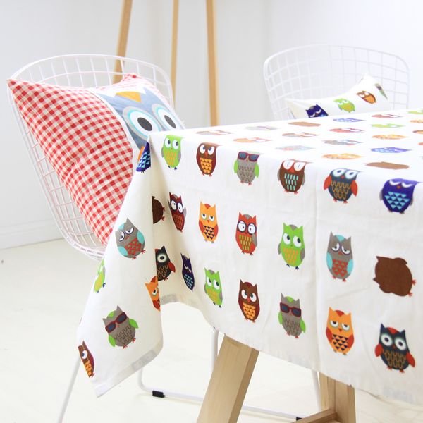 

Cartoon Owl Table Cloth Lovely Color Cotton Party Table Cover Overlays Christmas Festive Decoration HOT Sale SD725