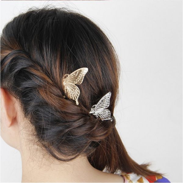 

hair jewelry fashion women exquisite brief gold/silver plated alloy butterfly wedding hair combs wholesale shr398, Slivery;golden