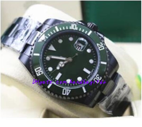 

factory supplies luxury new green dial and bezel 116610 date ceramic bracelet automatic mechanical mens watch 40mm mens gifts wristwat, Slivery;brown
