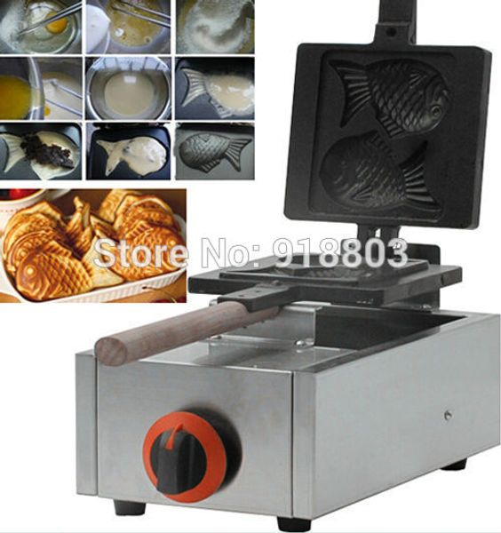 2pcs uso commerciale antiaderente GPL Gas Taiyaki Fish Waffle Iron Maker Machine Baker
