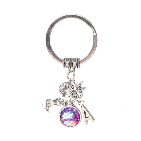 Moda Drusy Druzy Key Rings Sirena Scale Sfoglia Stellafish Pendente Portachiavi Portachiavi Bilancia Persone Guida Catena chiave per le donne Gioielli Lady