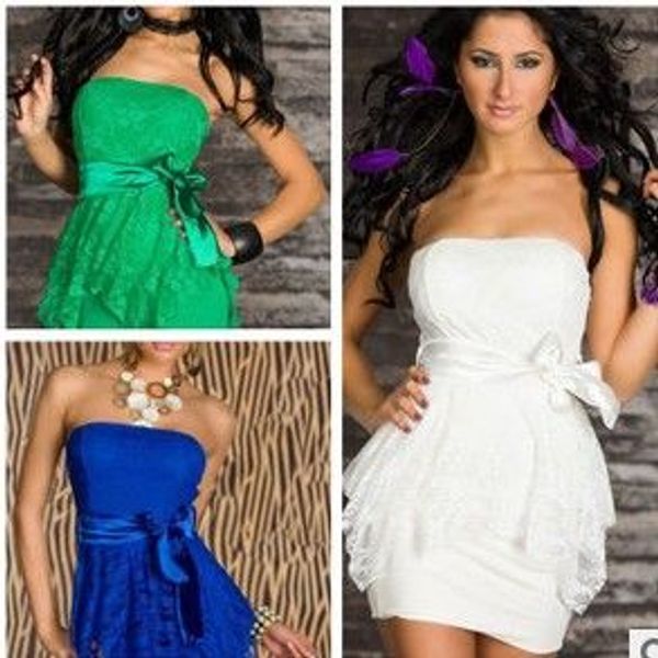 Зеленый белый черный синий полиэфирные волокна сексуальное женское белье, размер M XXL женщины нет рукава clubwear платье Лента ремень двойной кружевном платье