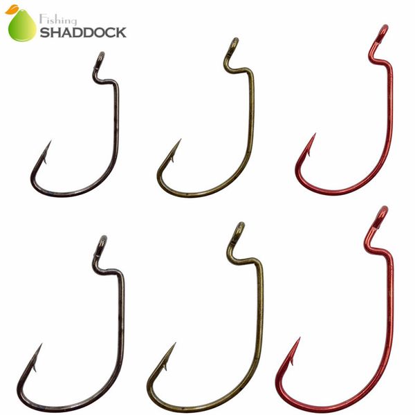 

150pcs 7316 high carbon steel fishing hooks red tea black offset jig worm x strong artificial bait jigging fishhook set