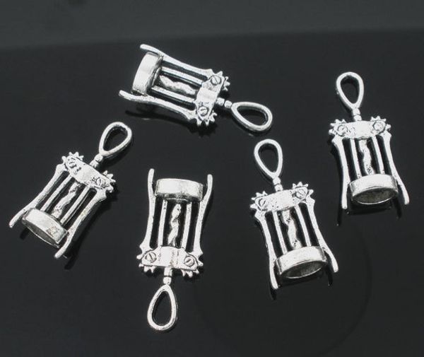 

wholesale-150pcs antique silver tone wine corkscrew opener charm pendants 27x11mm jewelry findings wholesales, Bronze;silver