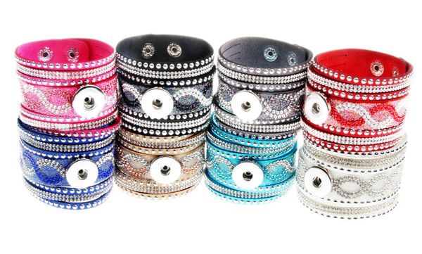 

New Noosa chunk genuine leather bracelet 18MM snap button Rhinestone Ethnic wrap bangle For women Interchangeable Ginger Snap Jewelry