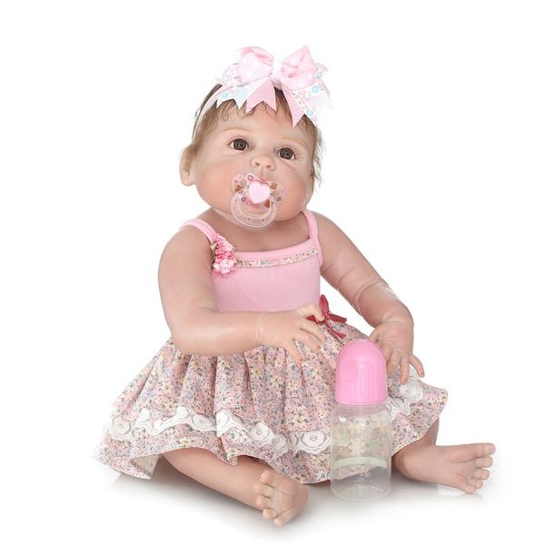 

wholesale- lovely weighted 23 inch 57cm full body soft silicone vinyl reborn baby girl doll toddler lifelike newborn dolls that look real