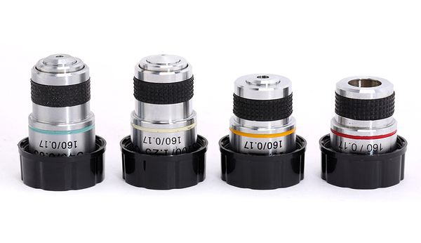Freeshipping Biological Microscope Set Achromatic Objective Lenses 4X 10X 40X 100X