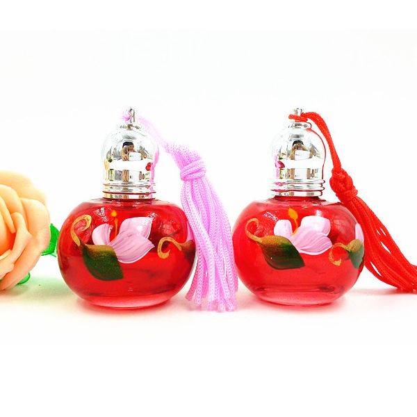 

Empty Roller Perfume Bottle with Color Tassel 10ml Flower Print Red Glass Fragrance Scented Bottle Makeup Containers DC752