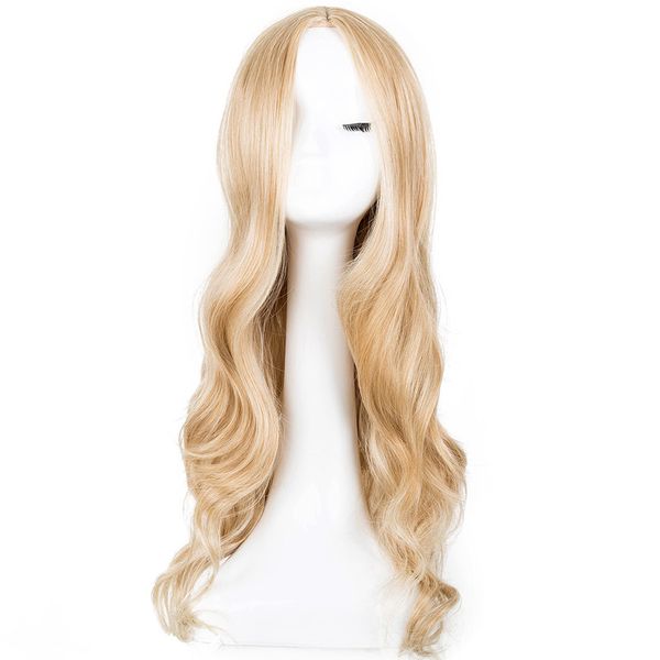

cosplay wig fei -show synthetic long curly middle part line blonde women hair costume carnival halloween party salon hairpiece, Black