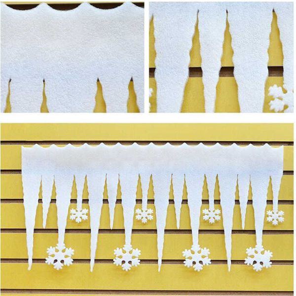 

2pcs white snowflake ice strip christmas xmas decoration ornament festival party window decoration home party decoration