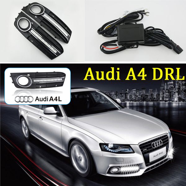 

1 Pair For Audi A4 B8 2009 2010 2011 2012 Auto Car Daytime Running Light With Head LED DRL replace Fog Lamp Cover