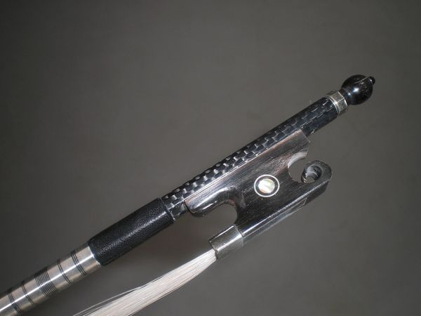 

1 pc quality strong balanced violin bow 4/4 new ebony frog type white hair