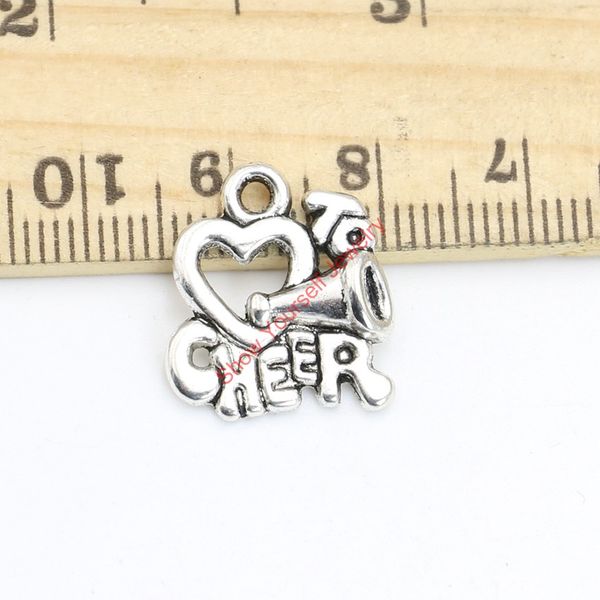 

20pcs antique silver plated heart cheer charms pendants for jewelry making diy handmade craft 17x15mm a116 jewelry making diy, Bronze;silver