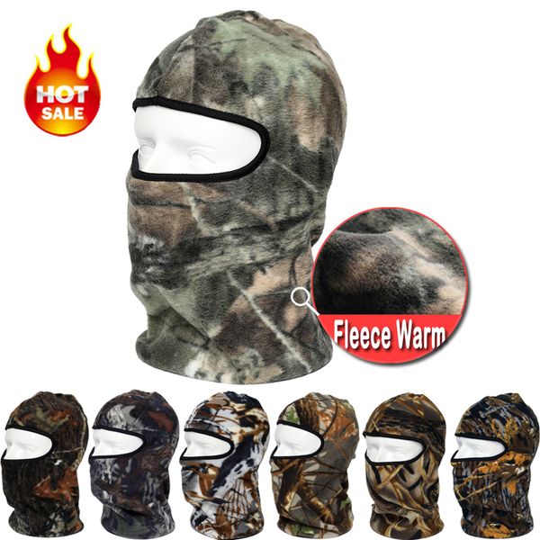 Wholesale-Camouflage Thermal Fleece Balaclava Warm Winter Cycling Ski Neck Masks Hoods Paintball Hats Motorcycle Tactical Full Face Mask