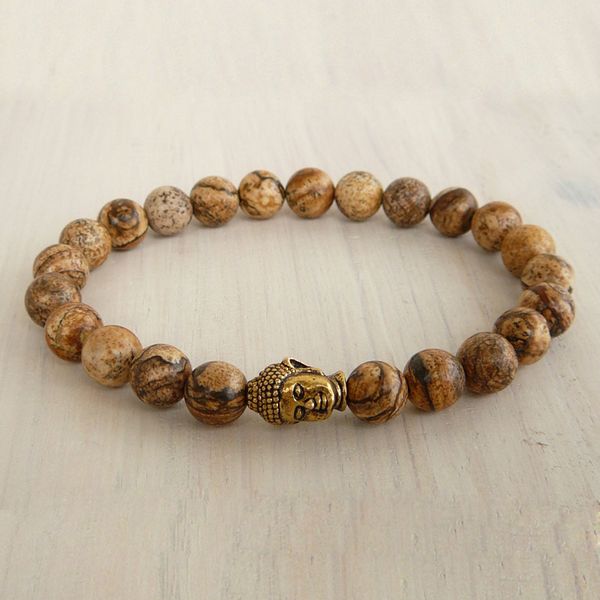 

sn0231 fashion men`s bracelet buddha wrap bracelet jasper beaded stretch bracelet black onyx bracelet ing