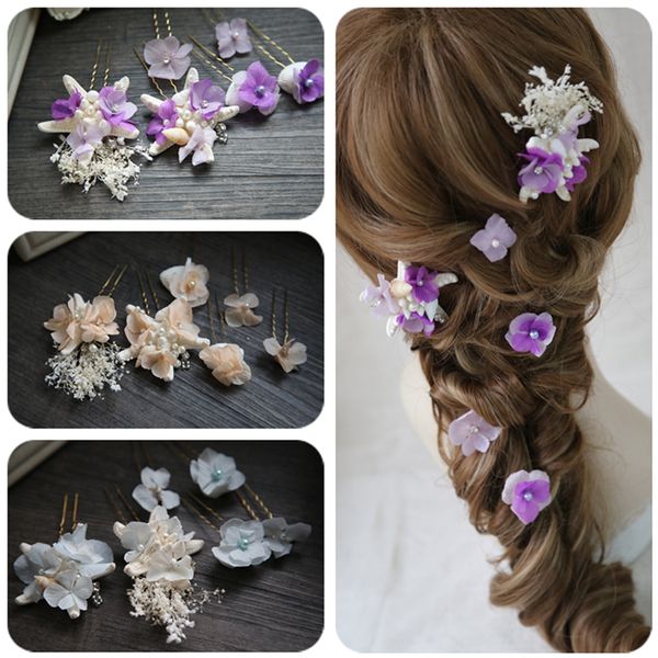 

wedding hair accessory starfish flower rhinestones brides hair sticks hairwear for summer beach weddings, Silver