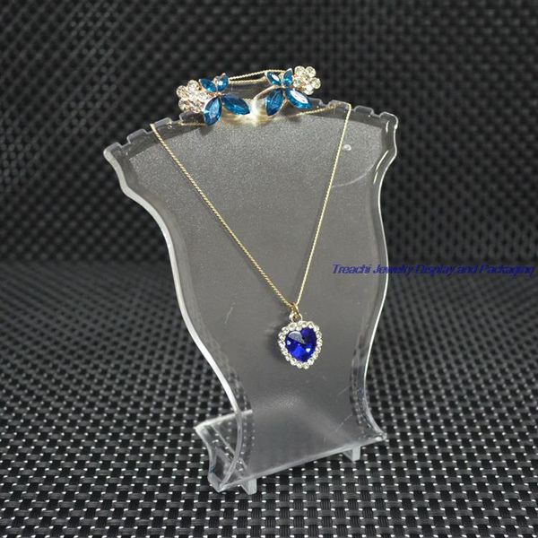 

Popular Jewelry Display Stand Black White Clear Mini Size Plastic Neck Bust Pendant Necklace Stand Earring Holder Set Stand Rack