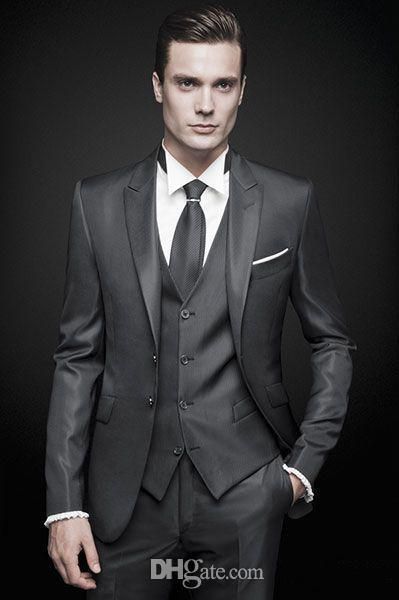 

groom suits for men fashion 2020 custom made suit dark gray tuxedo for dinner, White;black
