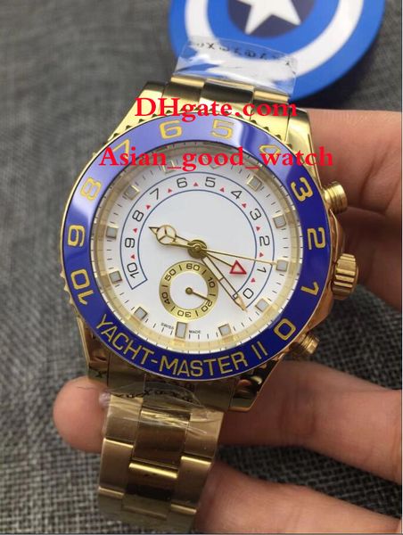 

mens watch 44mm 116688 asia 2813 movement white dial bangles blue bezel 18k yellow gold bangles automatic men's watch watche, Slivery;brown