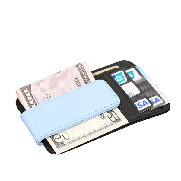 

2016 men women genuine leather cowhide money clip wallets clamp for money magnetic bill clip credit id cards slim wallet ml1 -03, Black