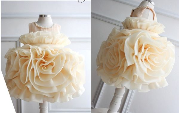

flower girl dresses big flower ruffles sleeveless beading organza cute flower girl dress high quality, White;blue