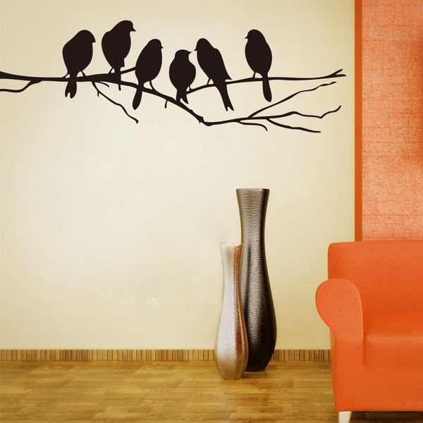 Wall Art Mural Decor Sticker Black Cute Birds On The Branch