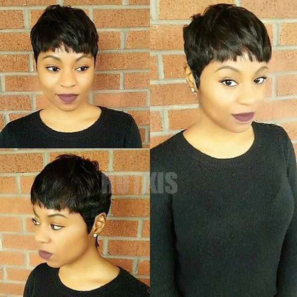 Hotkis 100 Brazilian Human Hair Short Bob Wigs Very Short
