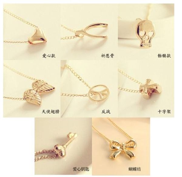 

wishbone necklace with love key cross pendant, noble and delicate, no fade, and, Silver