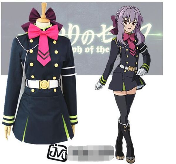 

wholesale-japanese anime seraph of the end hiiragi shinoa cosplay costume full suit for girls, Black