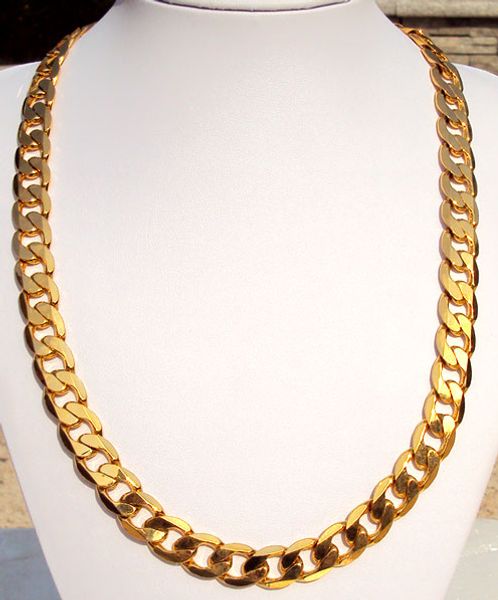 

heavy cool 24k real yellow gold layered link mens chain 12mm wide necklace 23.5 100% real gold, not solid not money., Silver