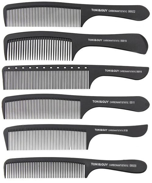 ToniGuy Classic Carbon Anti-Static Black Hand Combs Spazzole professionali per tagliare i capelli del salone 0511 0612 8102 06818 06819 06920 06931 06932