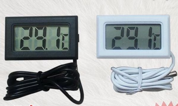 200 adet Dijital LCD Ekran Termometre Buzdolabı Buzdolabı Dondurucu Akvaryum BALIK TANKı Sıcaklık-50 ~ 110C GT Siyah beyaz Renk