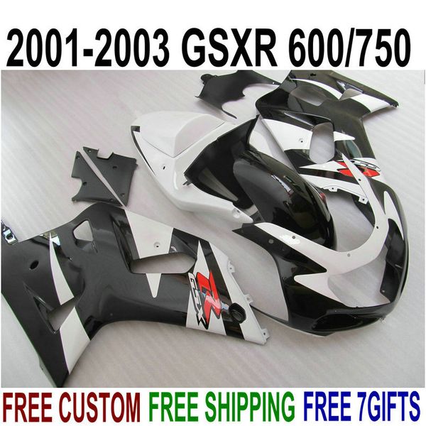 

customize fairings set for suzuki gsxr600 gsxr750 2001-2003 k1 blue white black fairing kit gsxr 600 750 01 02 03 ef7