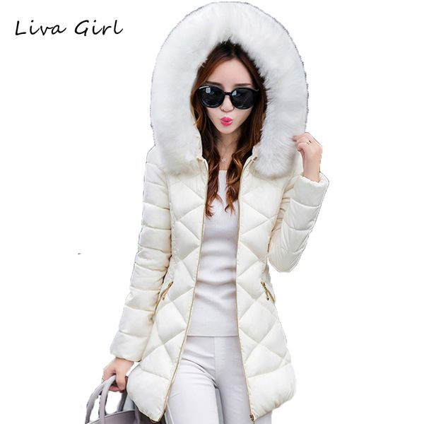 

wholesale-liva girl winter jacket women 2017 new park long female jacket thick coat warm women's winter coats wjn104, Black